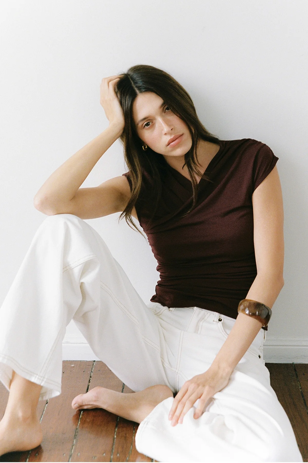 Perfect Stranger Dara Sleeveless Wrap Top Plum - Image 3