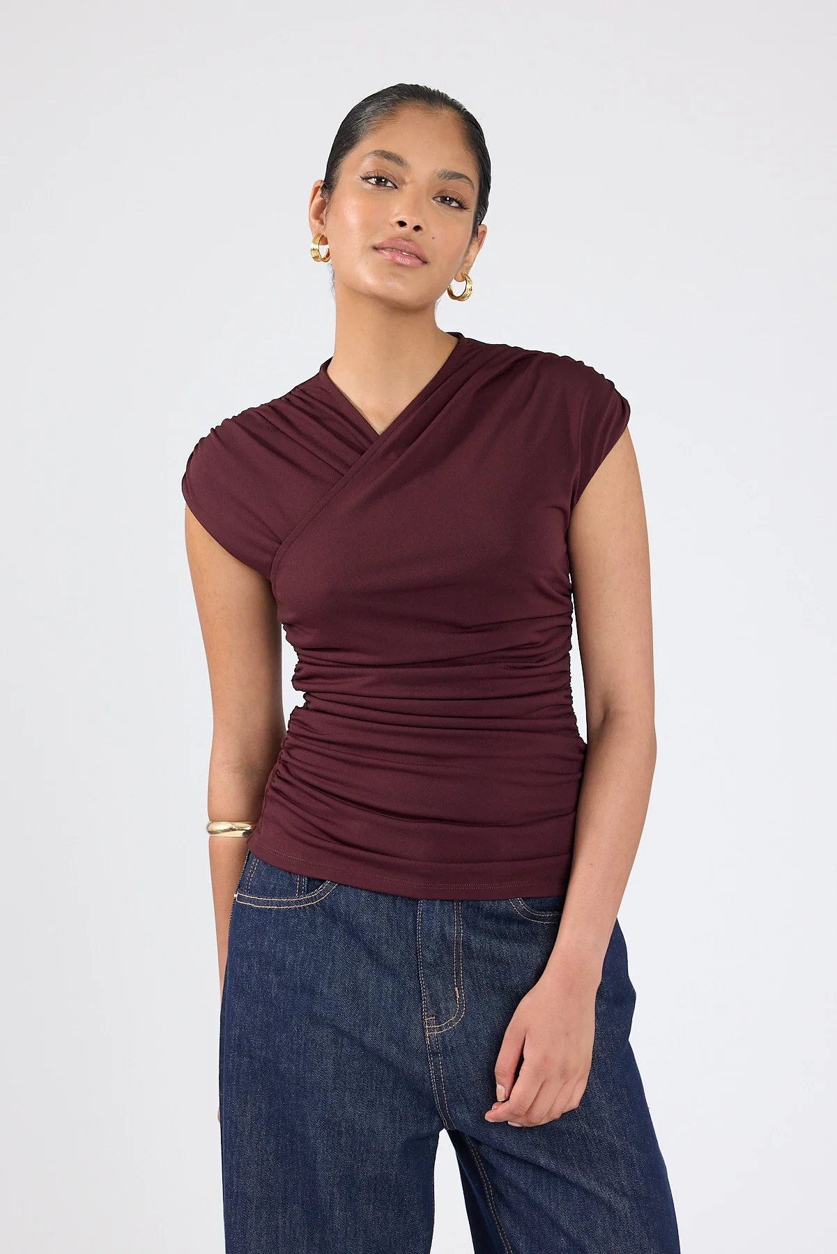 Perfect Stranger Dara Sleeveless Wrap Top Plum - Image 6