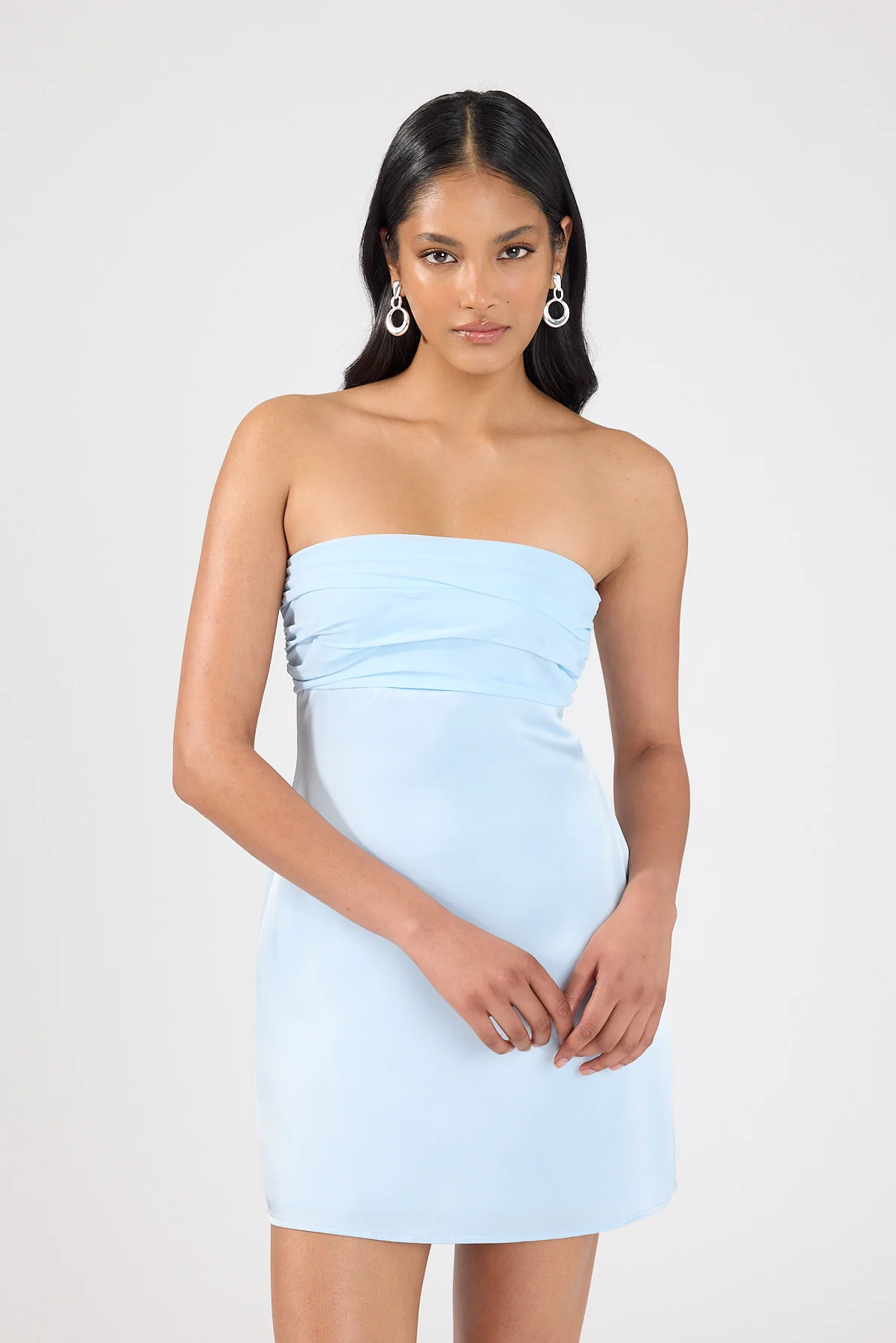 Perfect Stranger Delta Satin Mini Dress Blue - Image 5