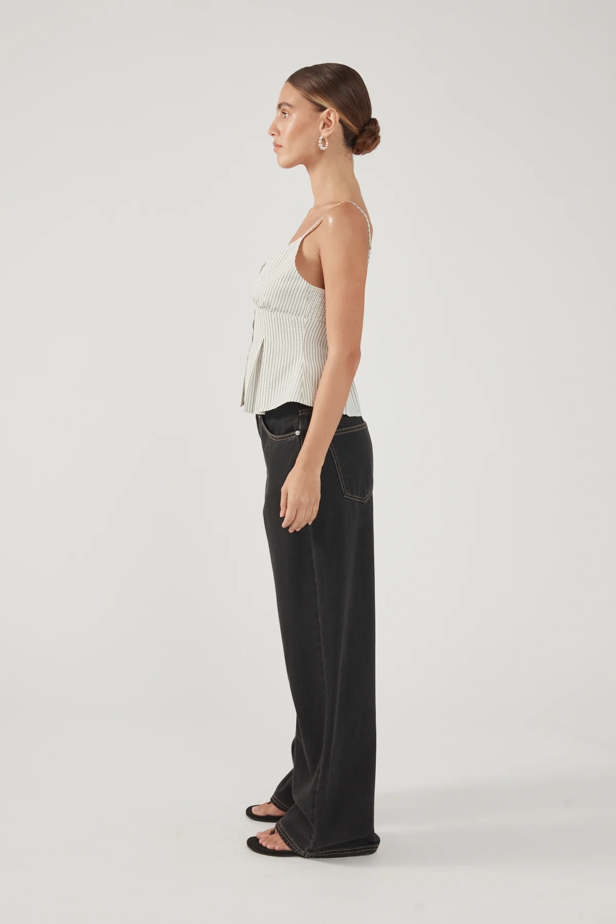 Perfect Stranger Devin Peplum Top Black Stripe - Image 5