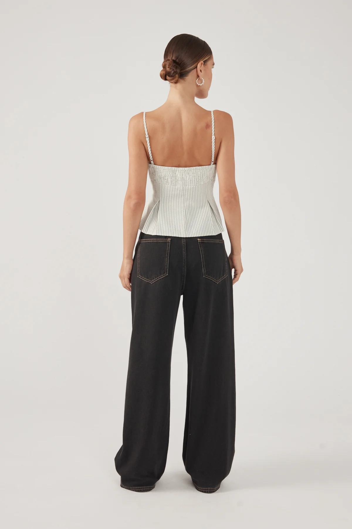 Perfect Stranger Devin Peplum Top Black Stripe - Image 6