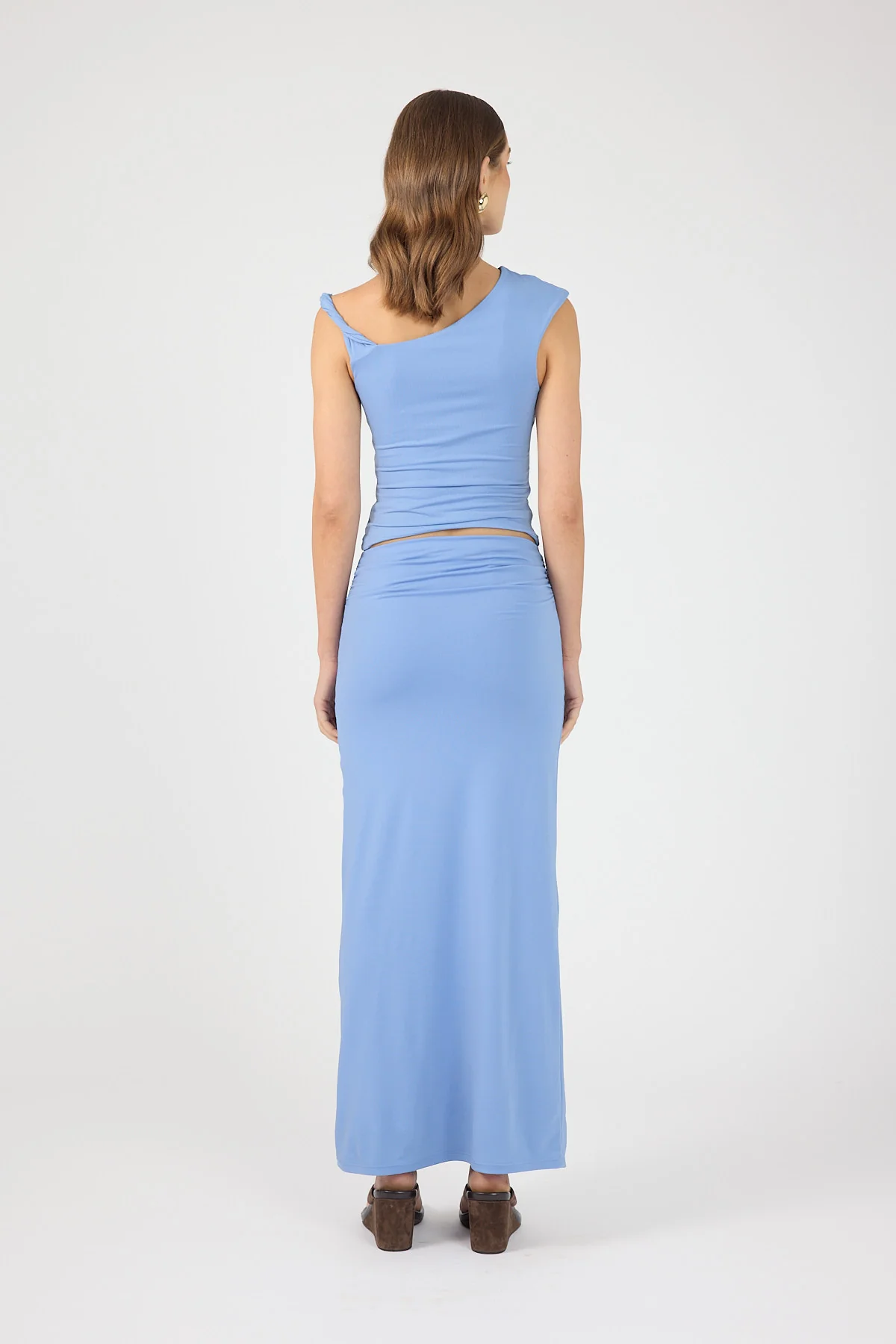 Perfect Stranger Dorian Draped Buckle Top Periwinkle Blue - Image 4