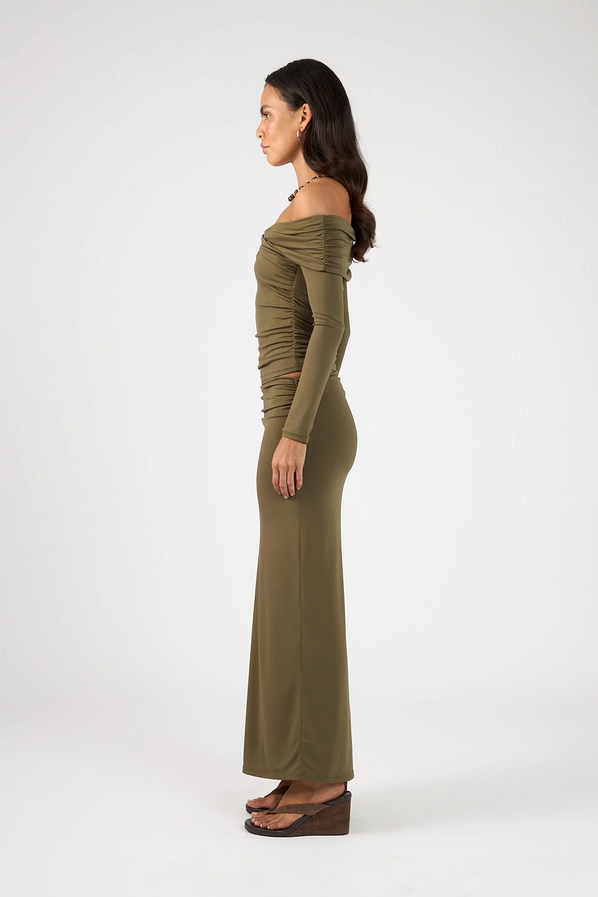 Perfect Stranger Dorian Maxi Skirt Khaki - Image 3
