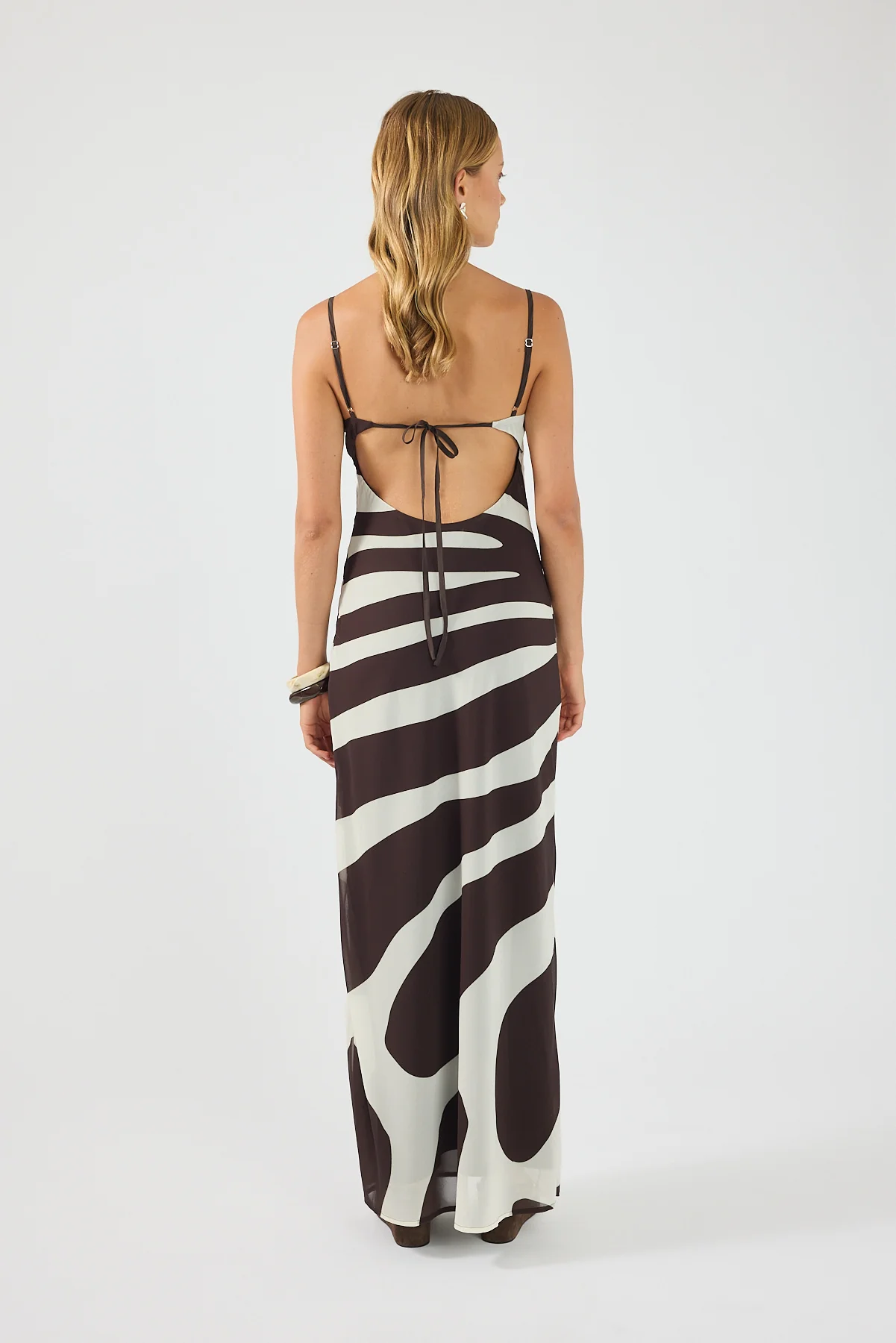 Perfect Stranger Drift Chiffon Maxi Dress Brown Print - Image 3
