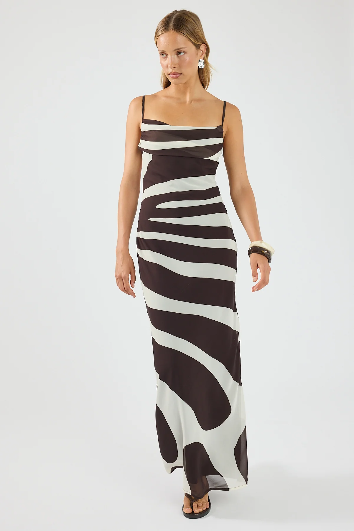 Perfect Stranger Drift Chiffon Maxi Dress Brown Print - Image 5