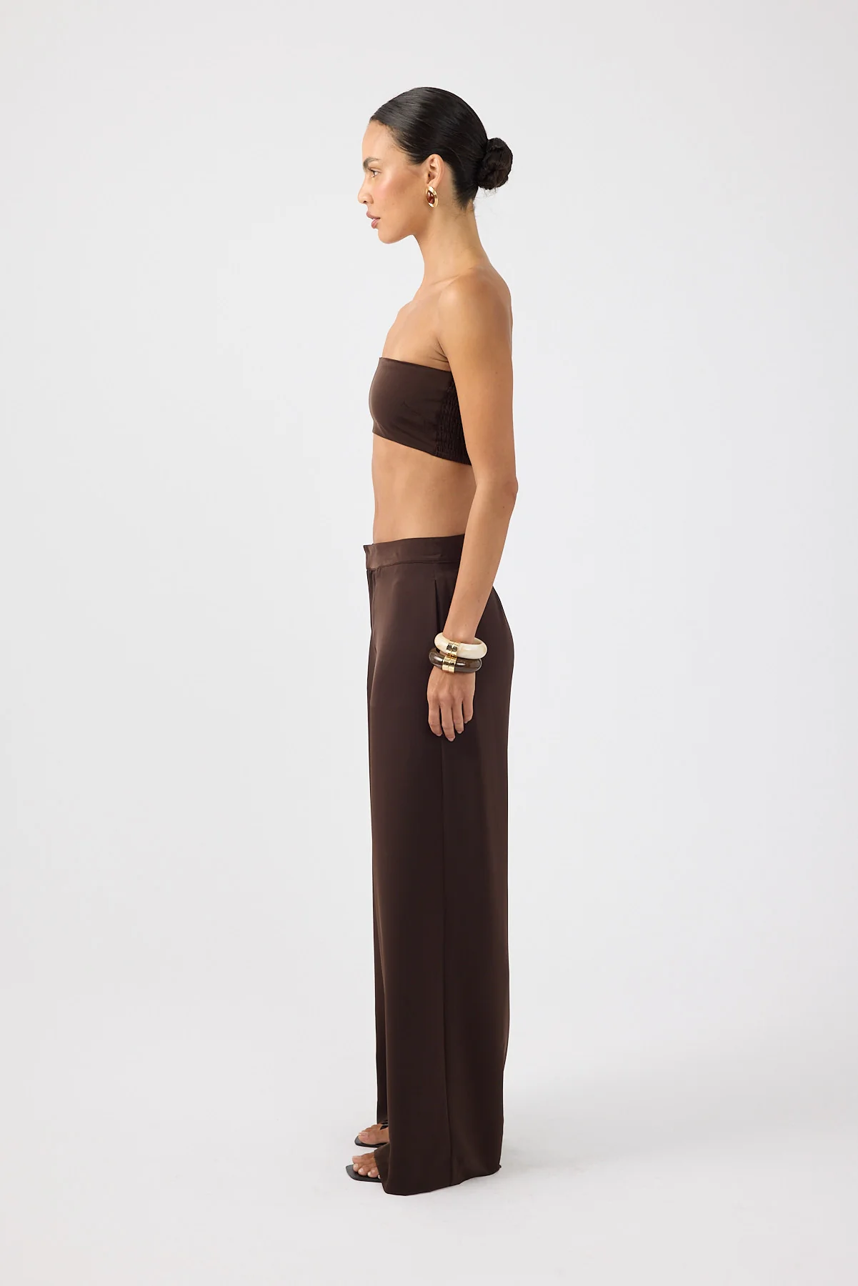 Perfect Stranger Ellie Satin Bandeau Bralette Chocolate - Image 3