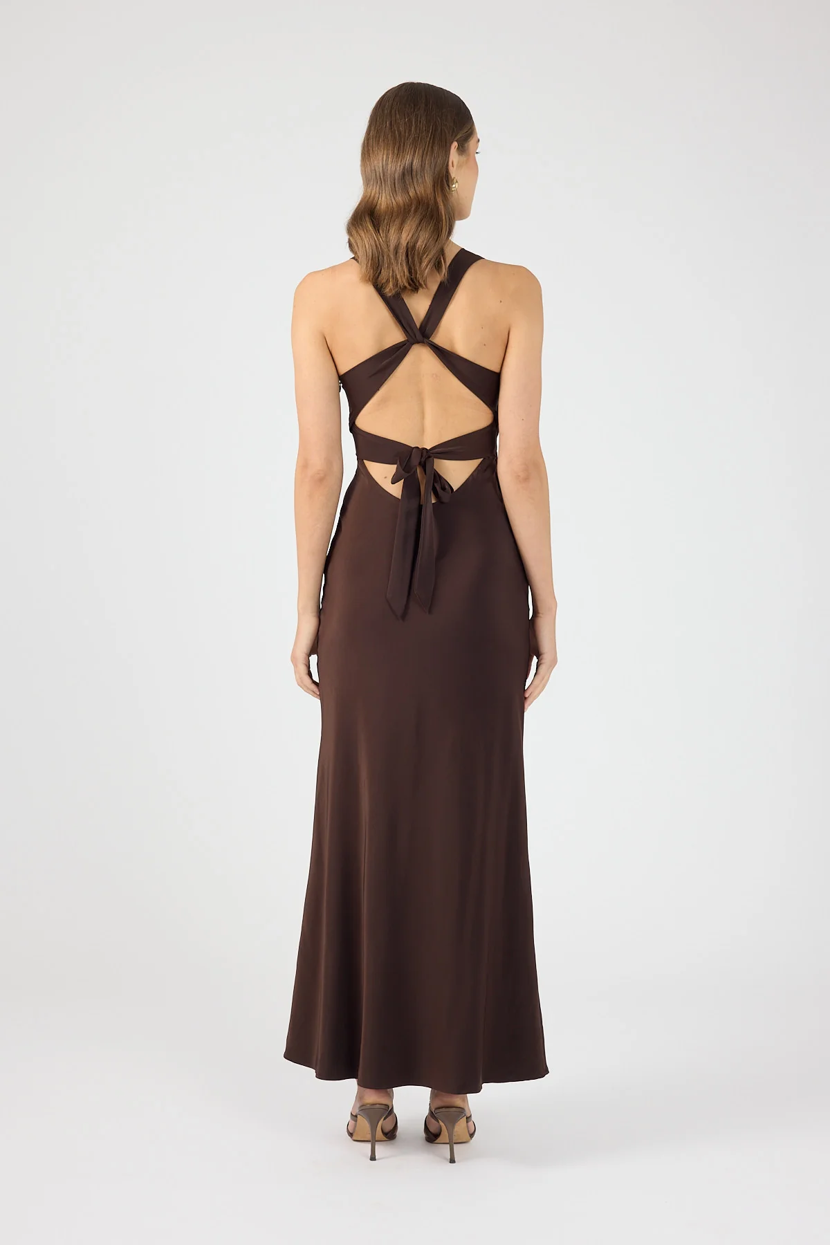 Perfect Stranger Ellie Twist Front Maxi Dress Brown - Image 3