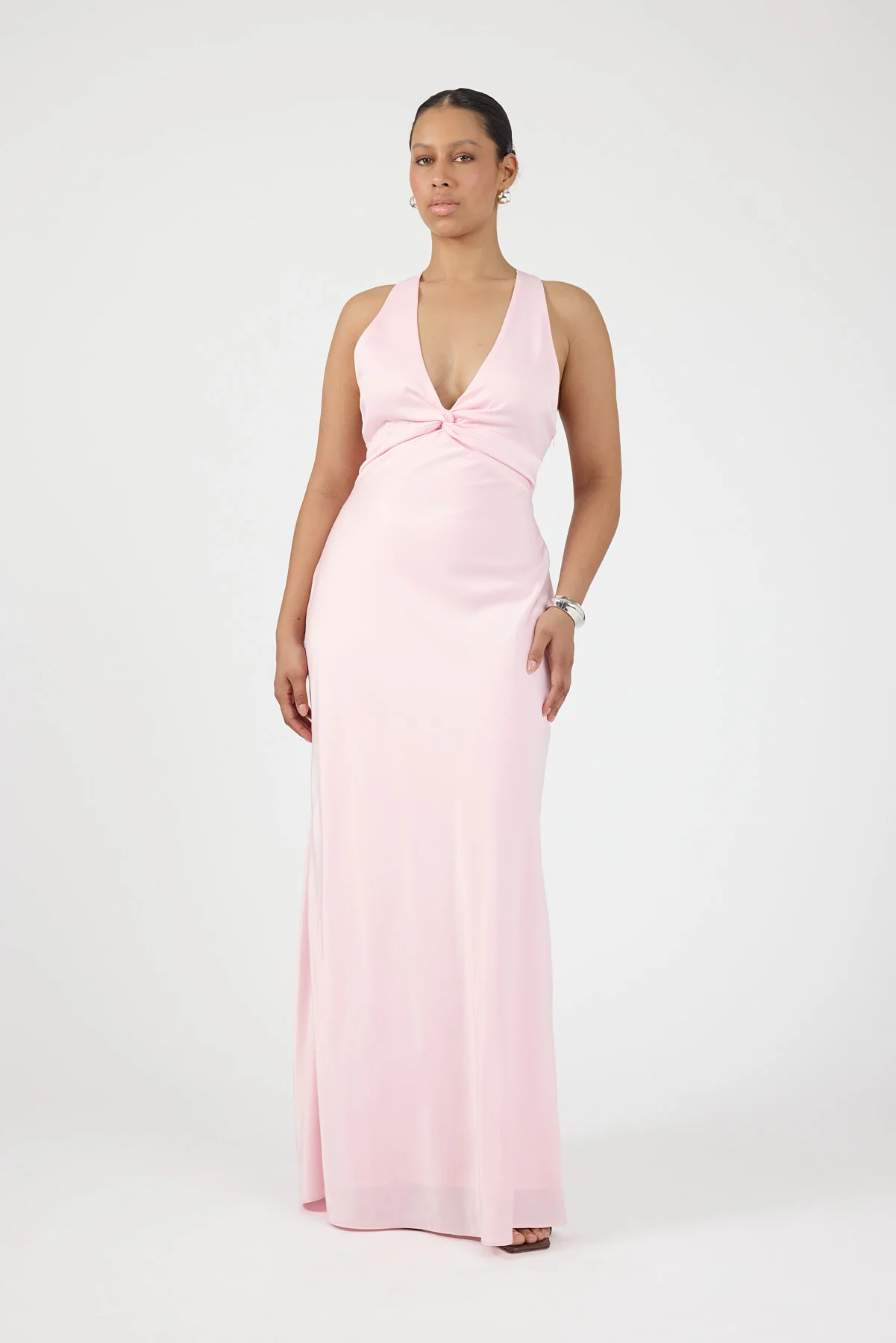 Perfect Stranger Ellie Twist Front Maxi Dress Pale Pink
