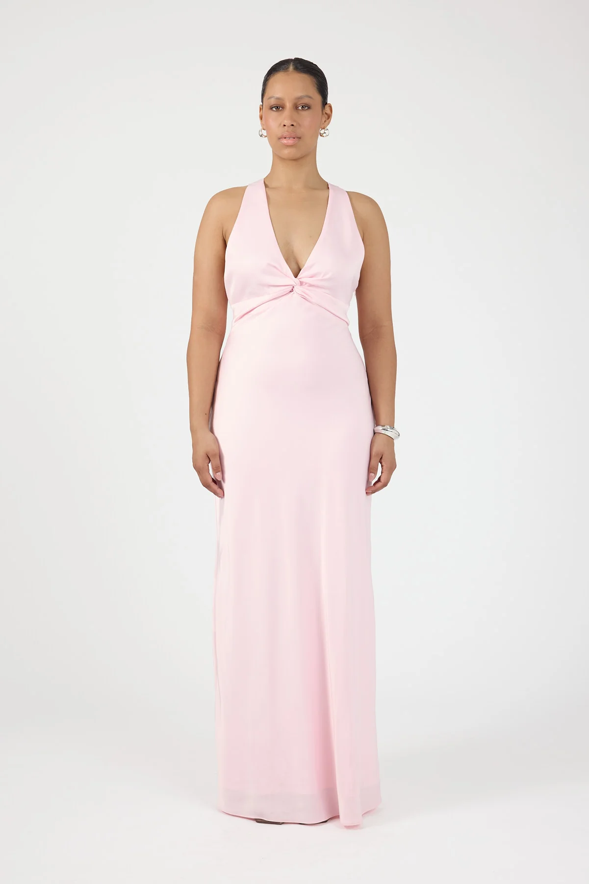 Perfect Stranger Ellie Twist Front Maxi Dress Pale Pink - Image 2