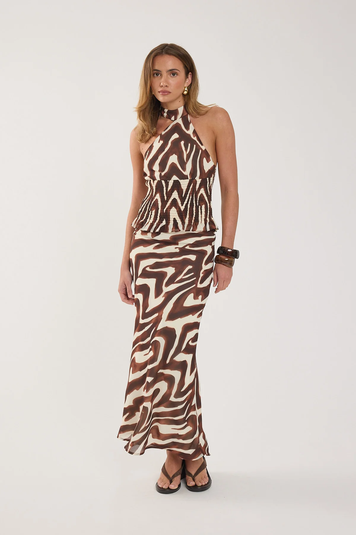 Perfect Stranger Elliot Halter Top Brown Print - Image 4