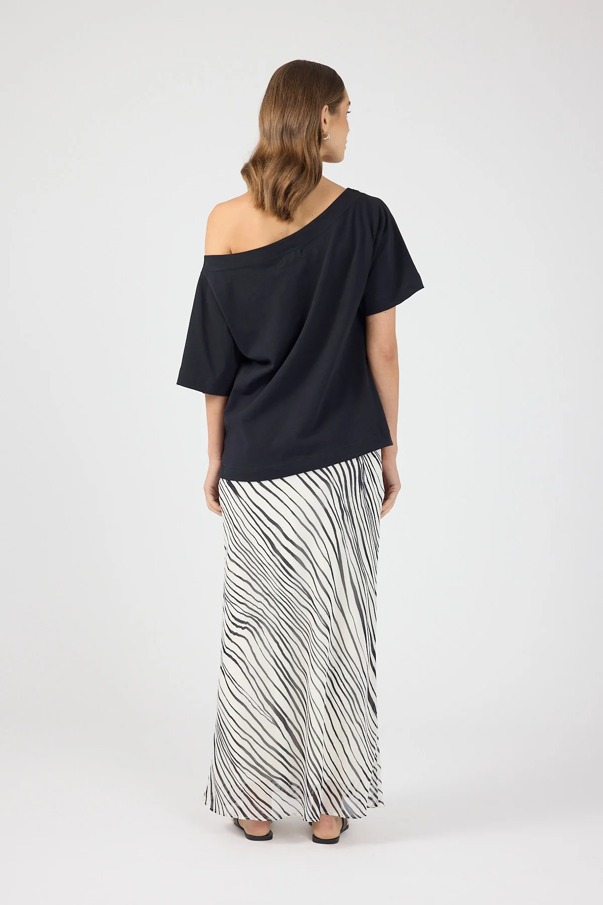 Perfect Stranger Elodie Maxi Skirt Black/White Stripe - Image 3