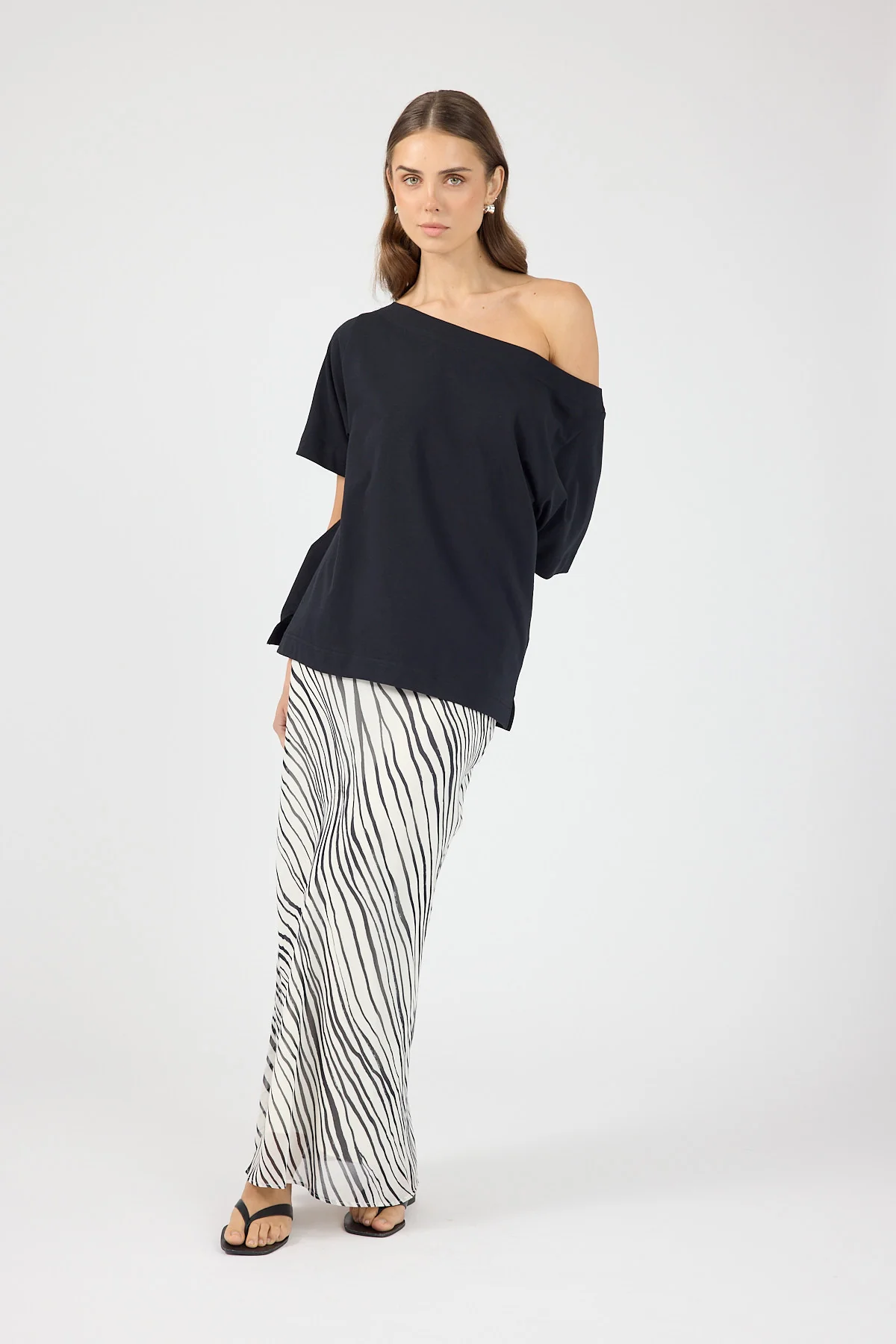 Perfect Stranger Elodie Maxi Skirt Black/White Stripe - Image 4