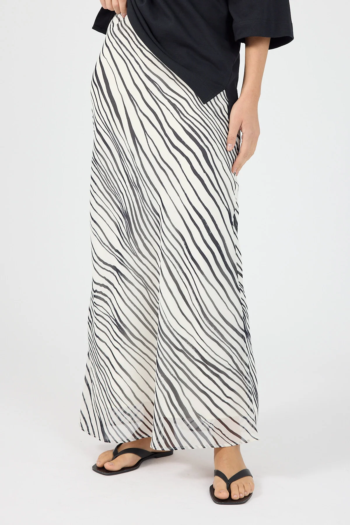 Perfect Stranger Elodie Maxi Skirt Black/White Stripe - Image 5