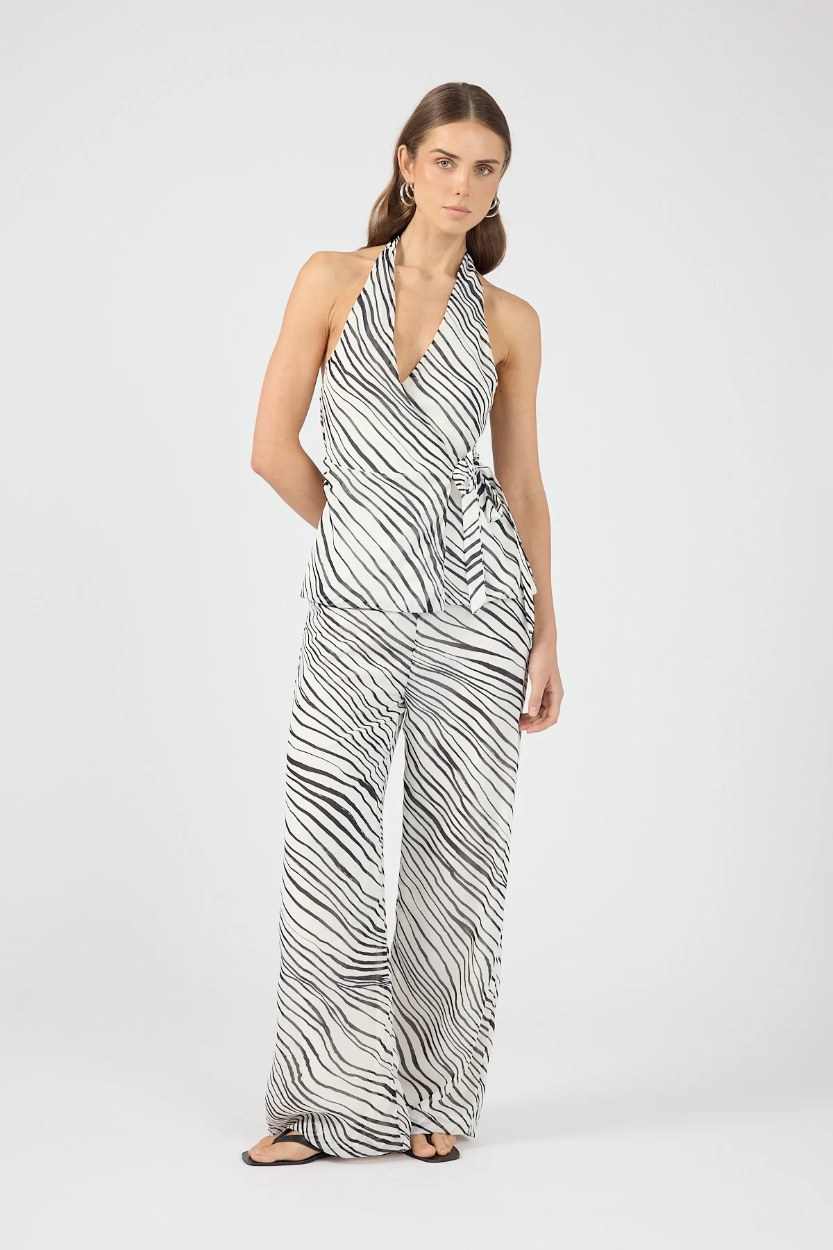 Perfect Stranger Elodie Wrap Top Black/White Stripe