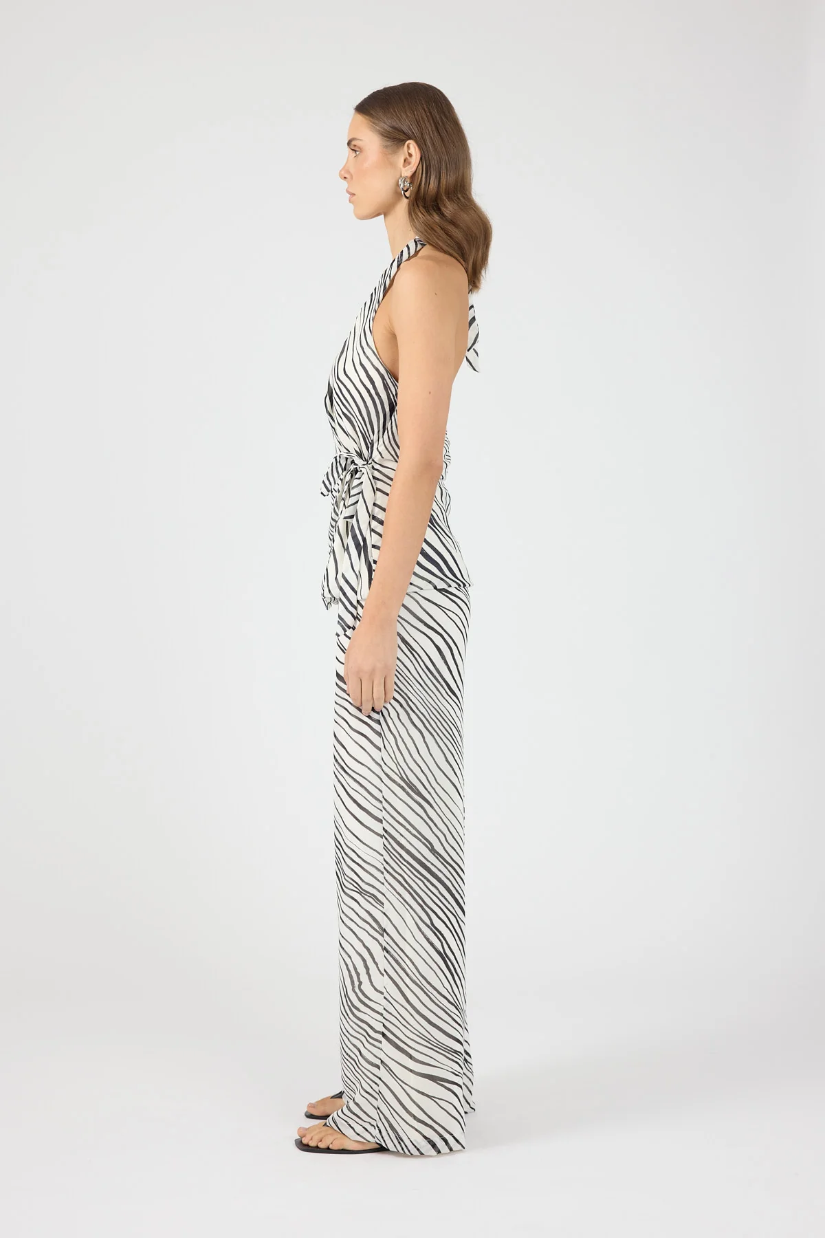 Perfect Stranger Elodie Wrap Top Black/White Stripe - Image 3