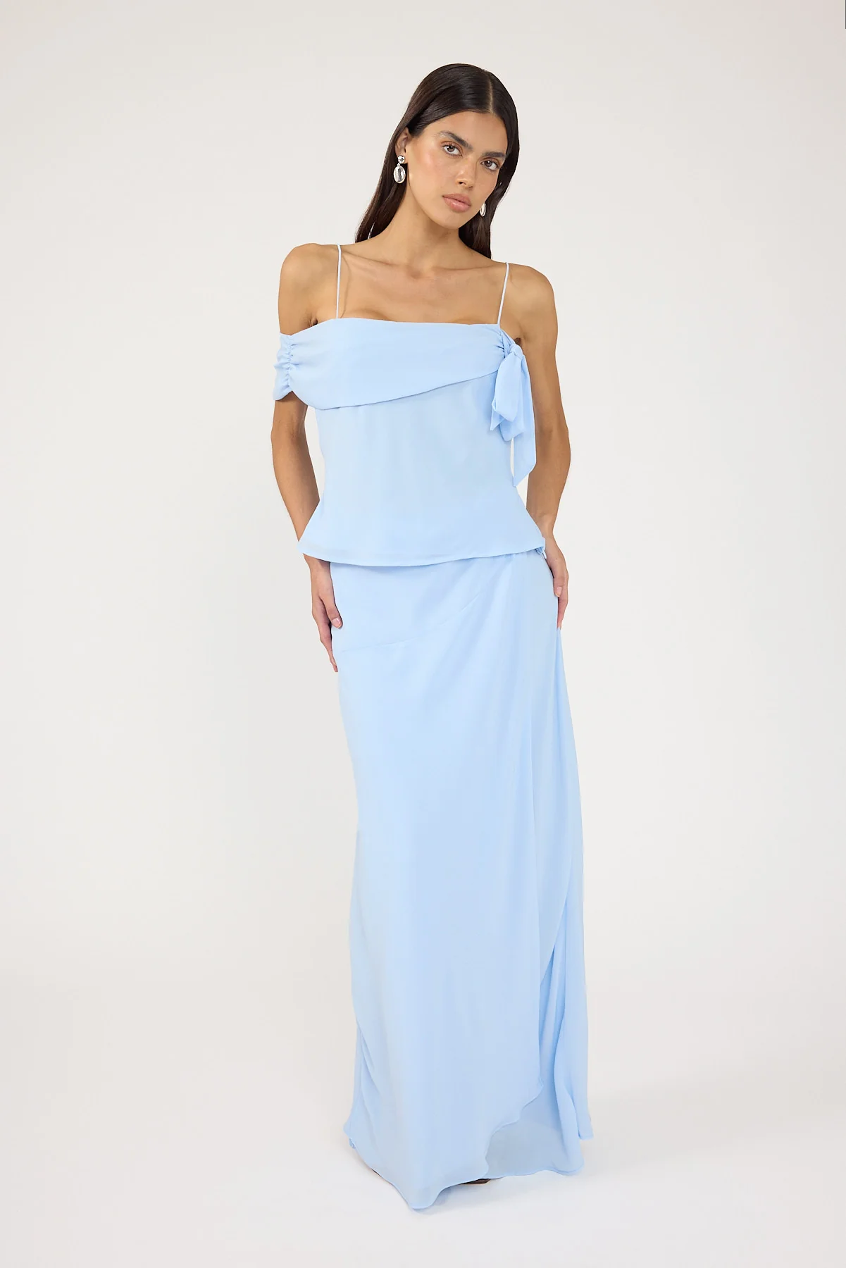 Perfect Stranger Elouise Draped Shoulder Top Blue - Image 2
