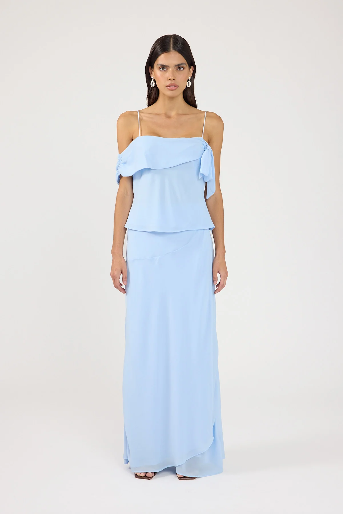 Perfect Stranger Elouise Draped Shoulder Top Blue - Image 5