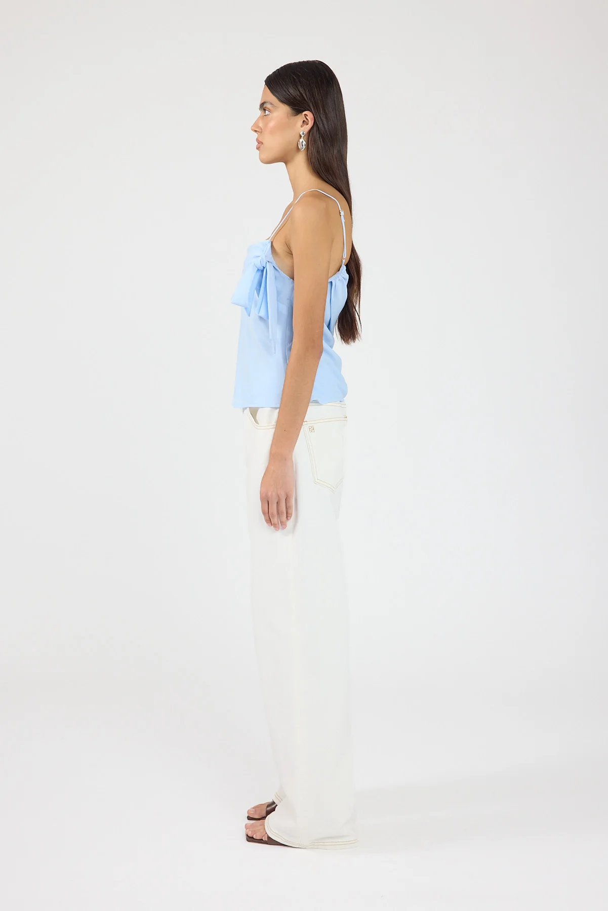 Perfect Stranger Elouise Draped Shoulder Top Blue - Image 6