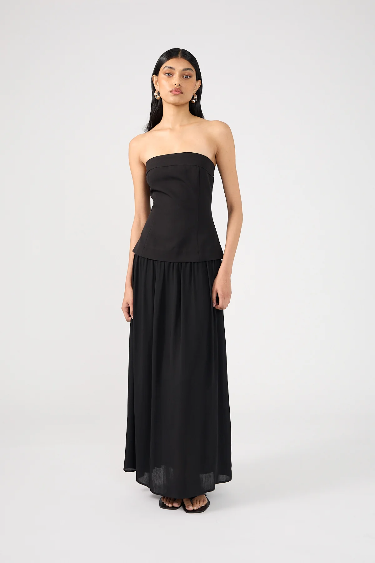 Perfect Stranger Emilia Drop Waist Midi Dress Black