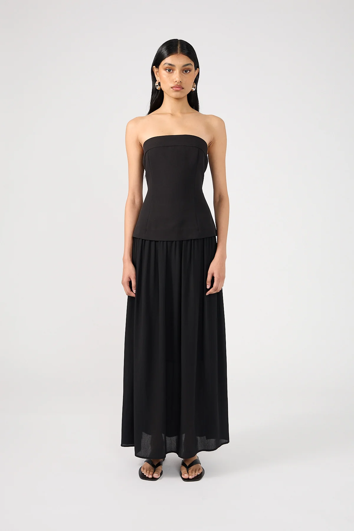 Perfect Stranger Emilia Drop Waist Midi Dress Black - Image 4
