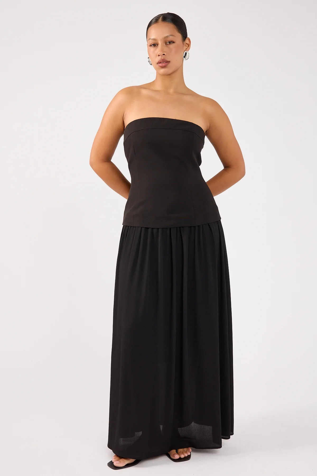 Perfect Stranger Emilia Drop Waist Midi Dress Black - Image 6