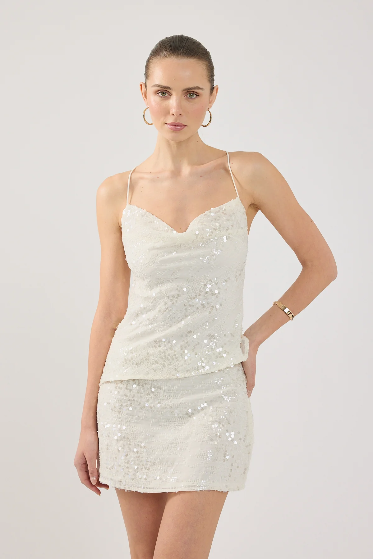 Perfect Stranger Essie Sequin Halter Top Off White - Image 3
