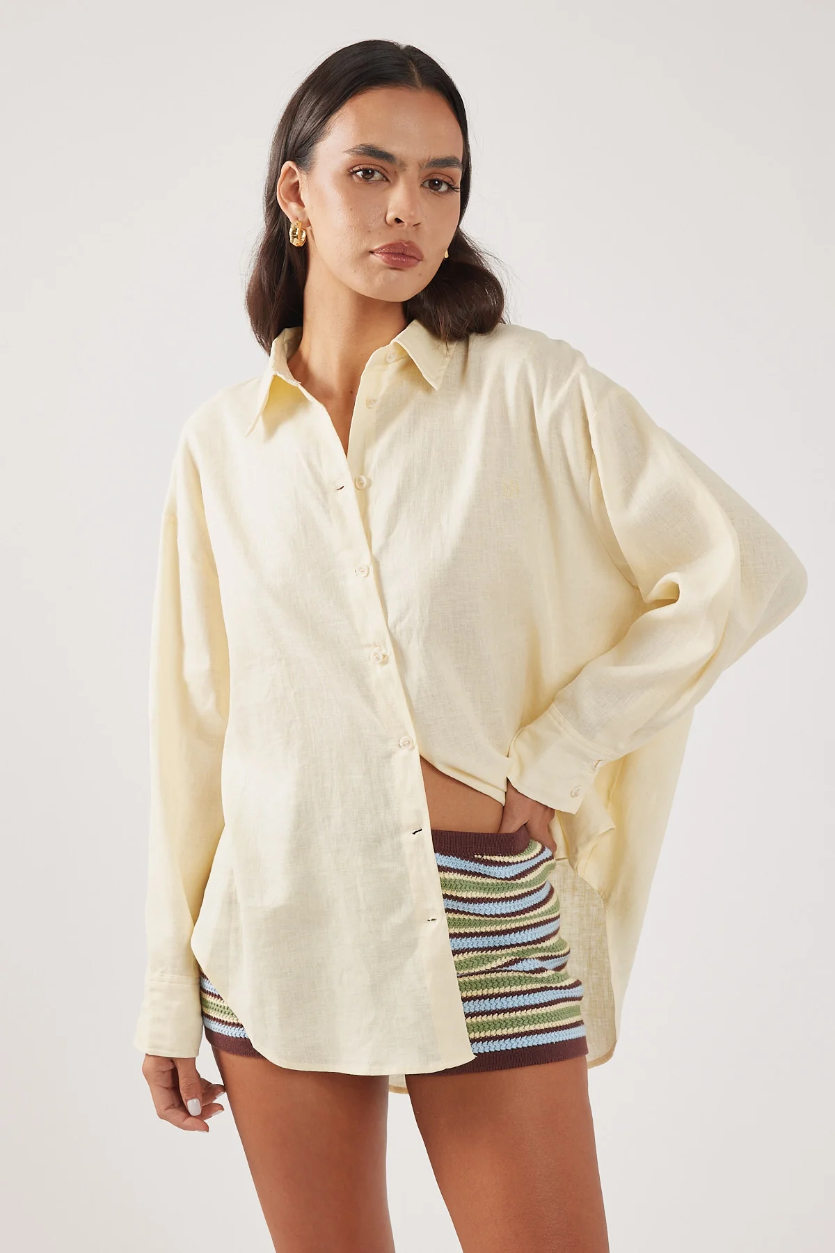 Perfect Stranger Etta Linen Long Sleeve Shirt Butter Yellow - Image 5