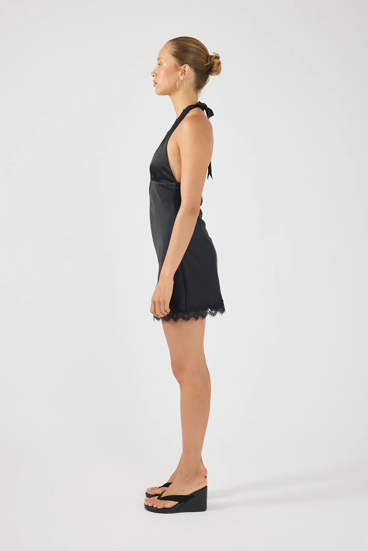 Perfect Stranger Evoke Satin Lace Mini Dress Black - Image 8