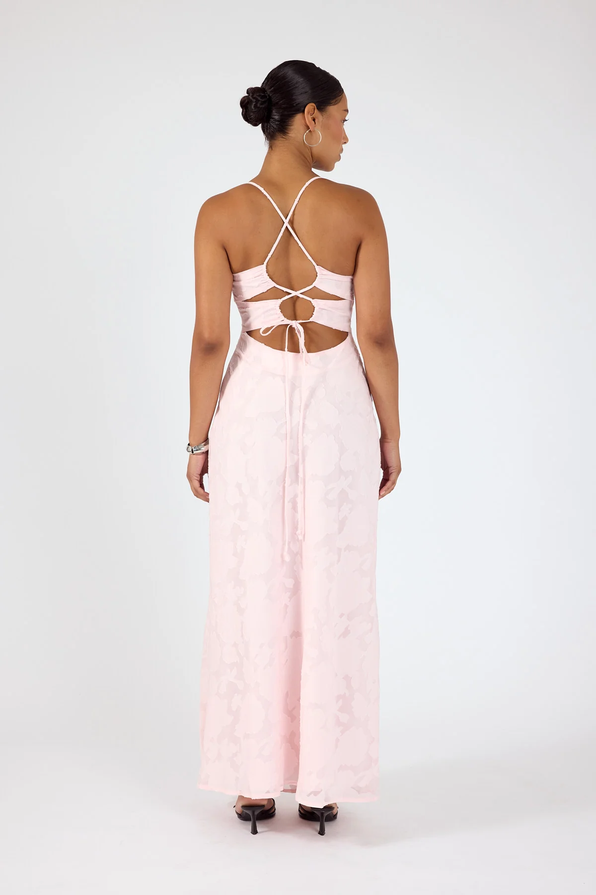 Perfect Stranger Evon Lace Up Back Maxi Dress Light Pink - Image 5