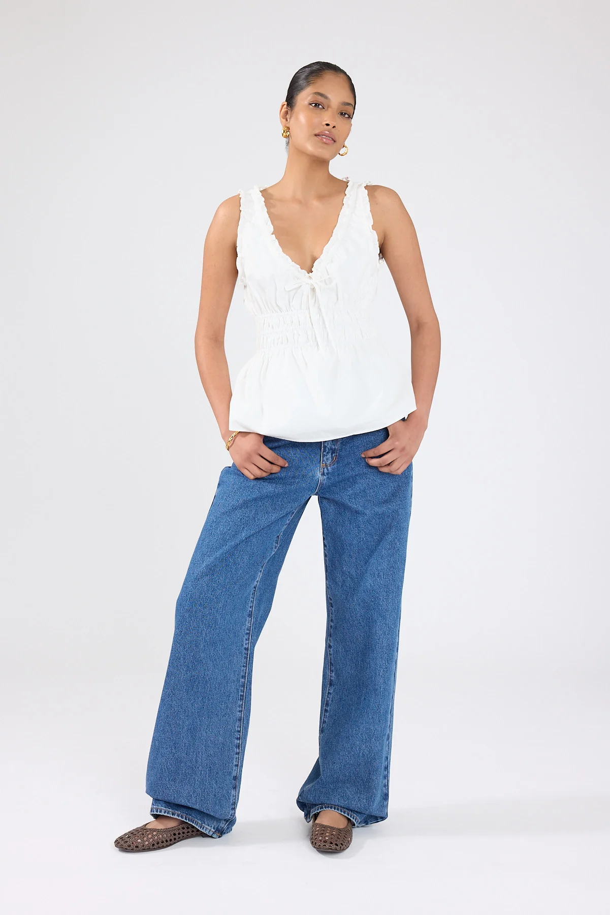 Perfect Stranger Faye Gathered Shift Top White - Image 7
