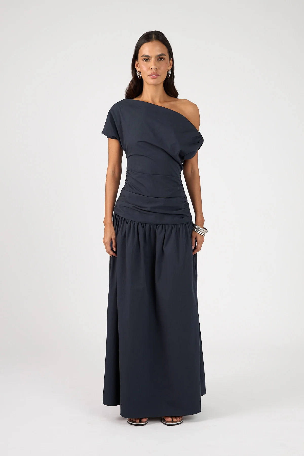 Perfect Stranger Fleur Gathered Maxi Dress Ink Blue