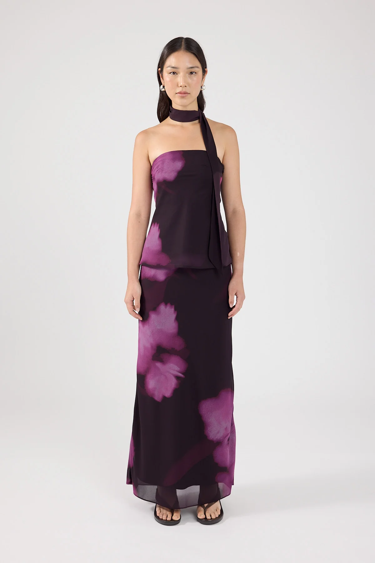 Perfect Stranger Florence Maxi Skirt Burgundy Print