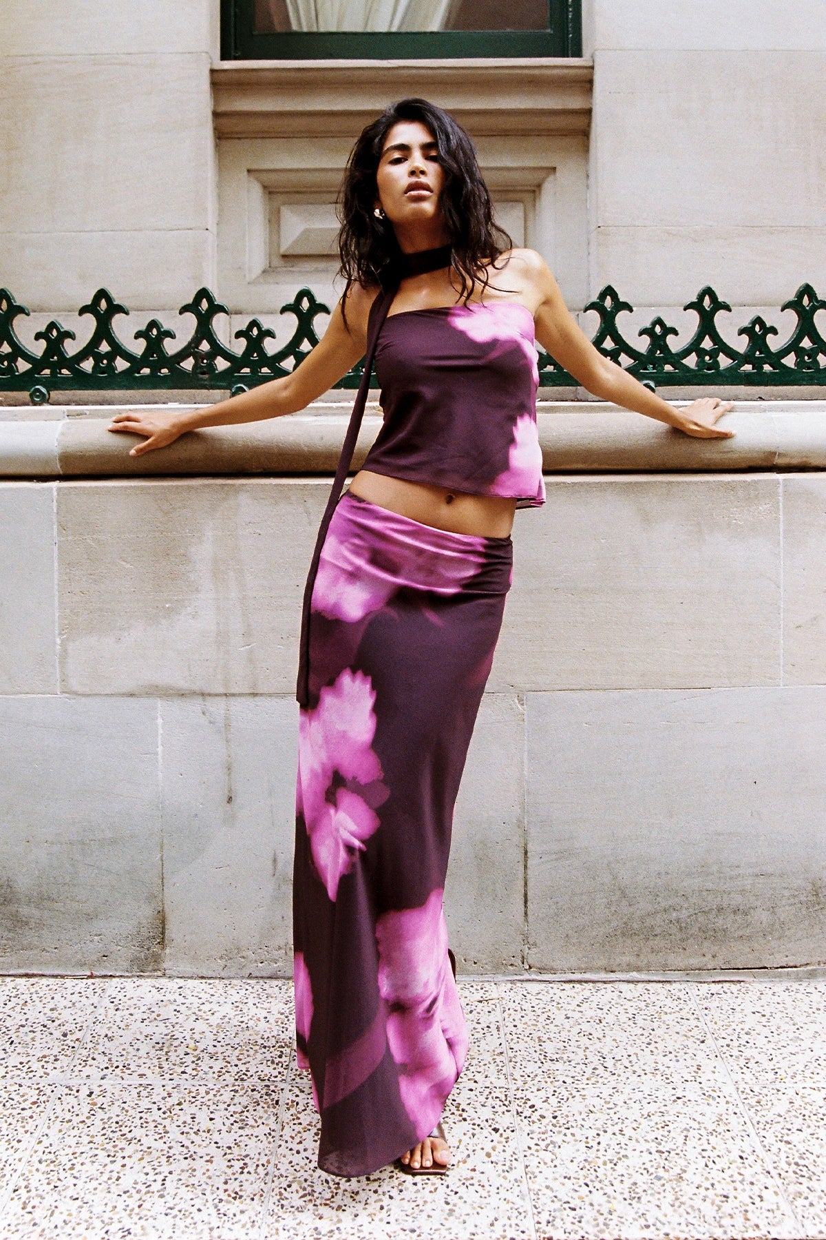 Perfect Stranger Florence Maxi Skirt Burgundy Print - Image 10