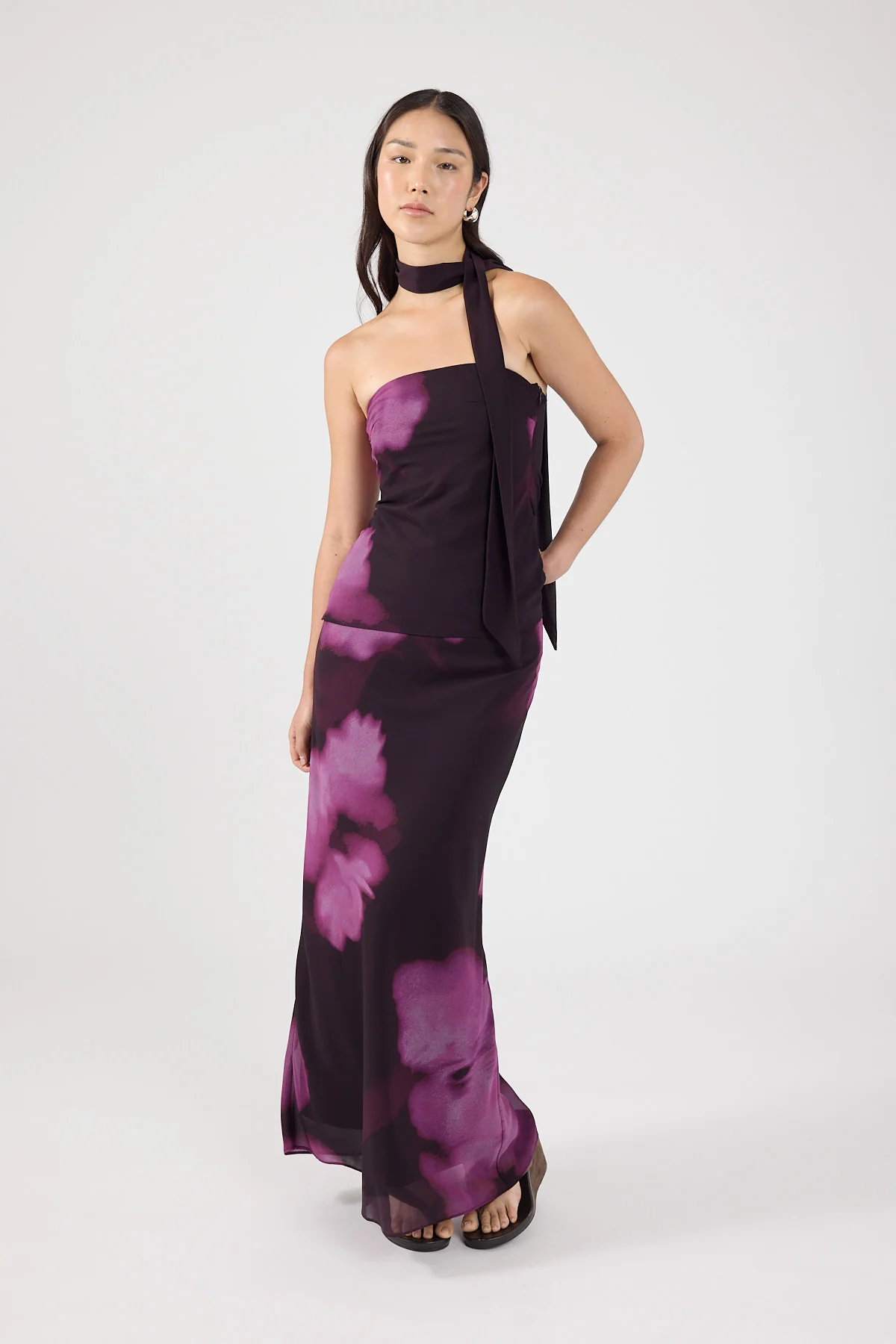 Perfect Stranger Florence Maxi Skirt Burgundy Print - Image 9