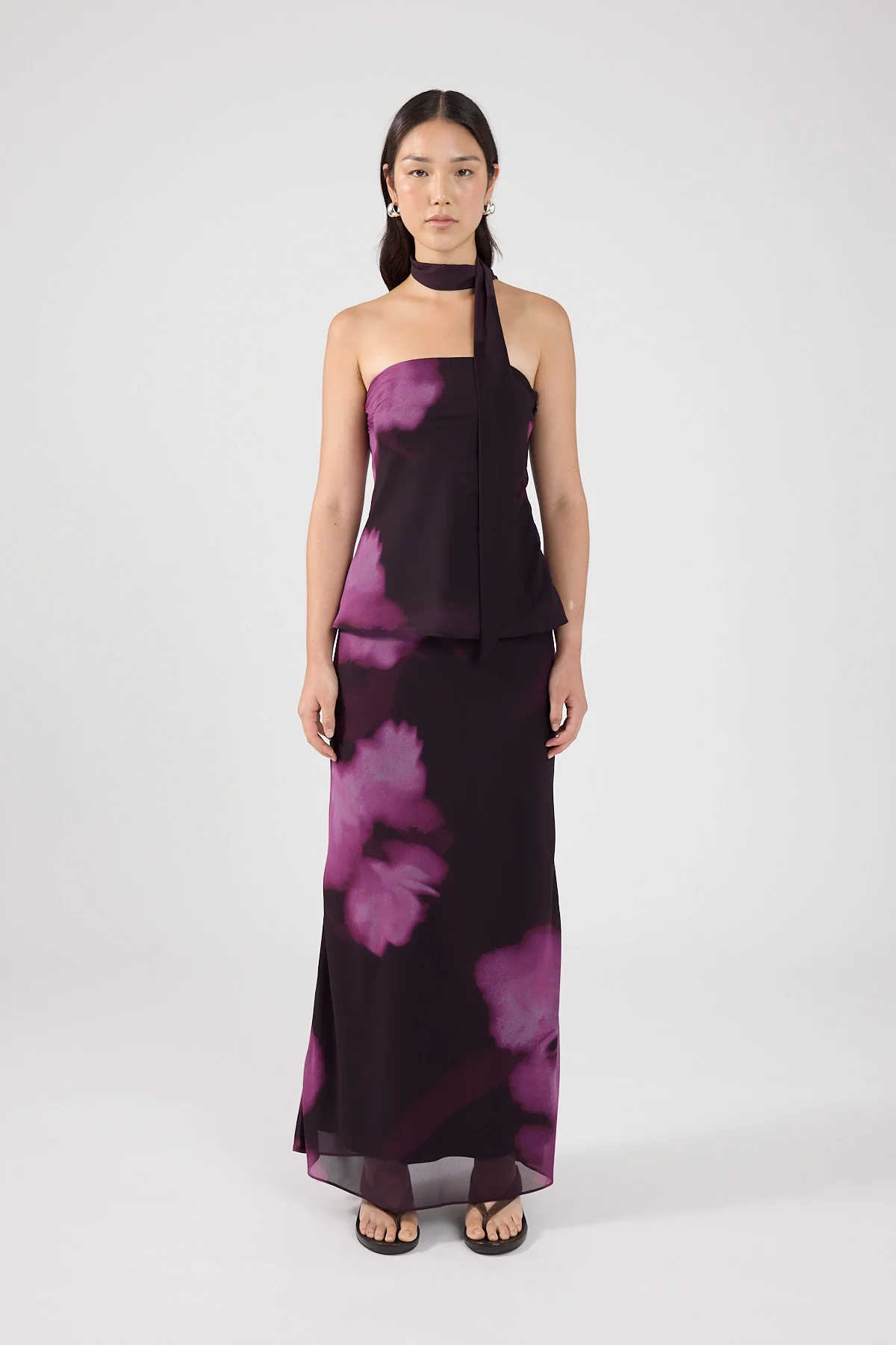 Perfect Stranger Florence Strapless Top Burgundy Print