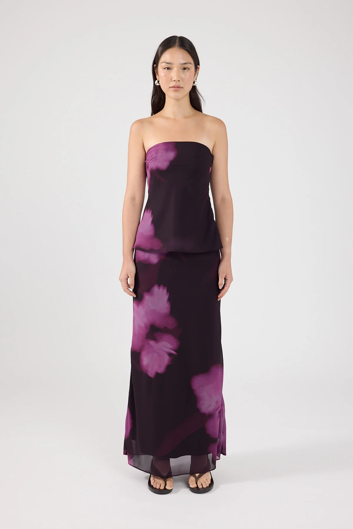 Perfect Stranger Florence Strapless Top Burgundy Print - Image 9