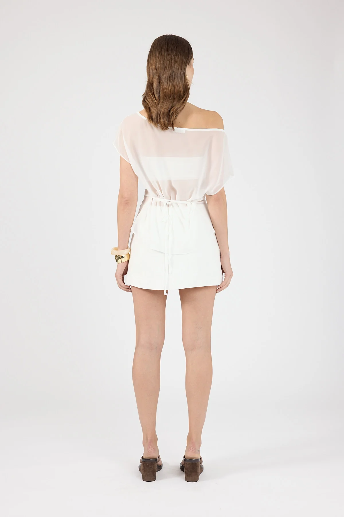 Perfect Stranger Frances Linen Mid Rise Skort White - Image 3