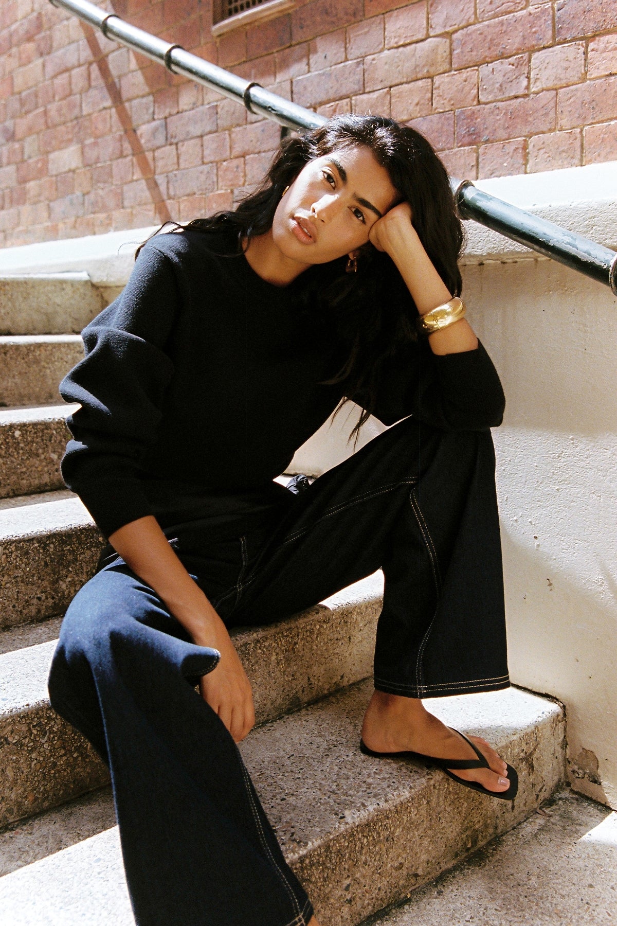 Perfect Stranger Gabby Crew Neck Knit Jumper Black - Image 6