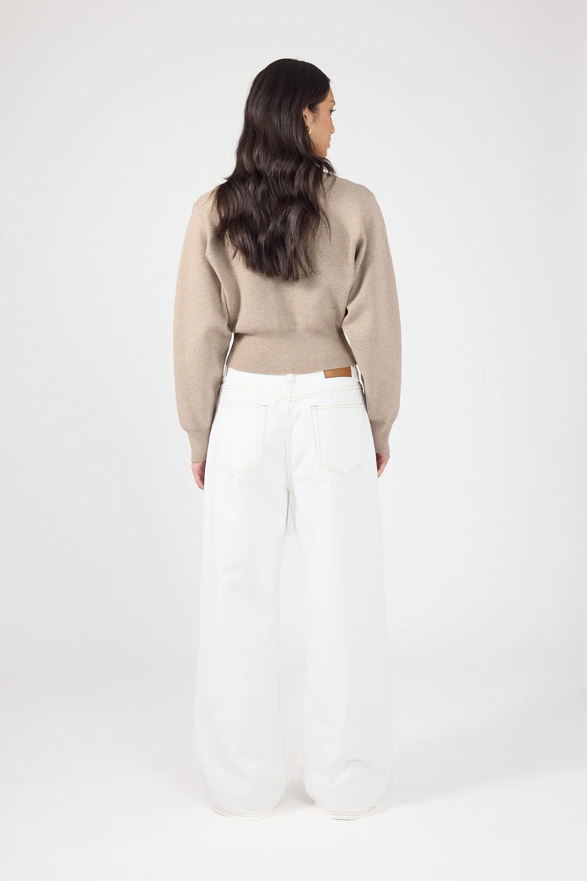 Perfect Stranger Gabby Crew Neck Knit Jumper Taupe - Image 3