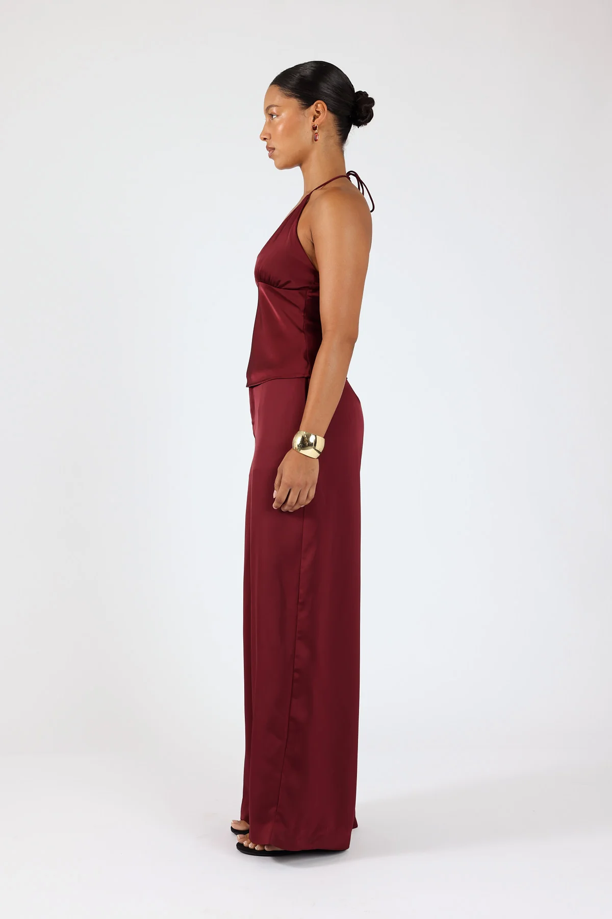Perfect Stranger Gia Satin Halter Top Burgundy - Image 4