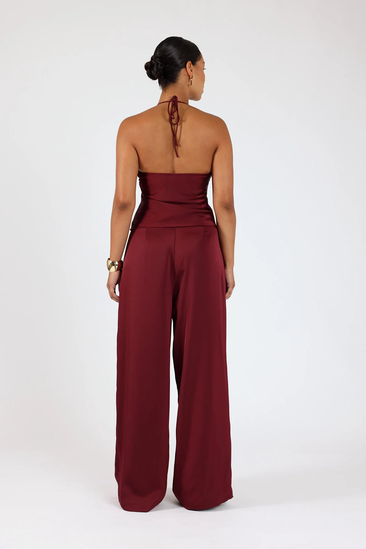 Perfect Stranger Gia Satin Halter Top Burgundy - Image 5