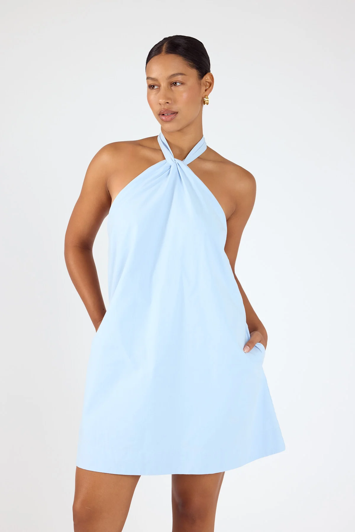 Perfect Stranger Goldie Halter Mini Dress Blue - Image 3