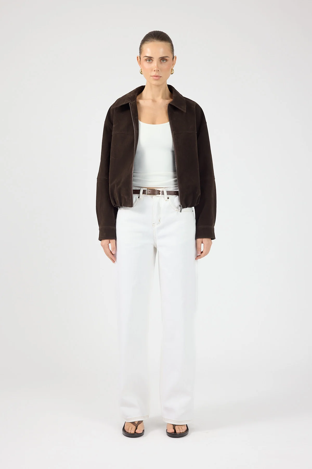 Perfect Stranger Greta Faux Suede Jacket Chocolate Brown - Image 4