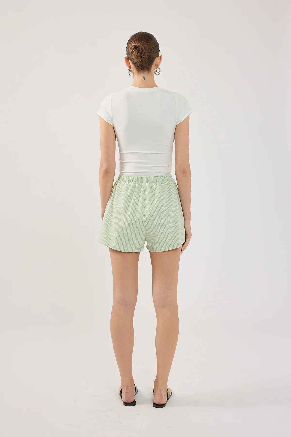 Perfect Stranger Halsey Striped Shorts Green Stripe - Image 5