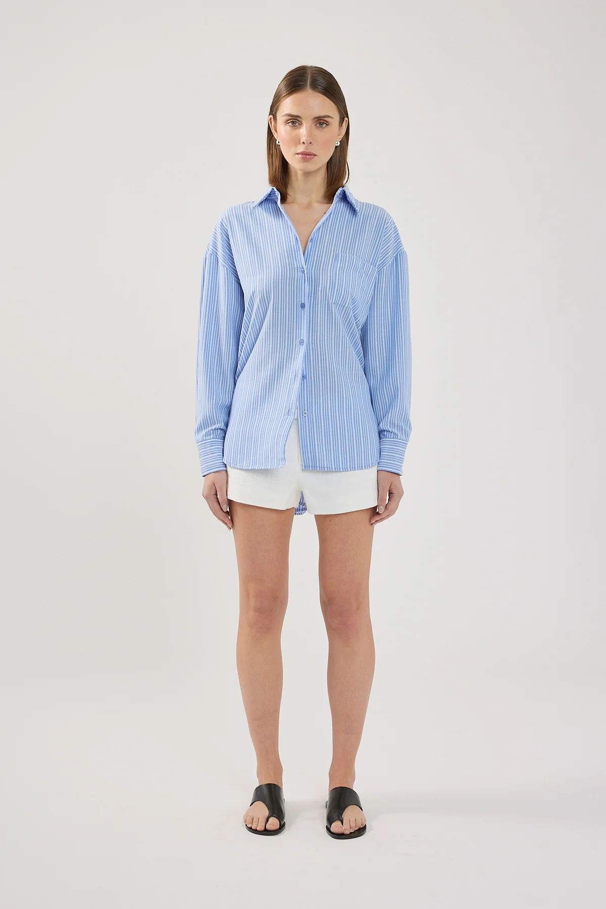 Perfect Stranger Hanna Striped Oversized Shirt Blue Stripe