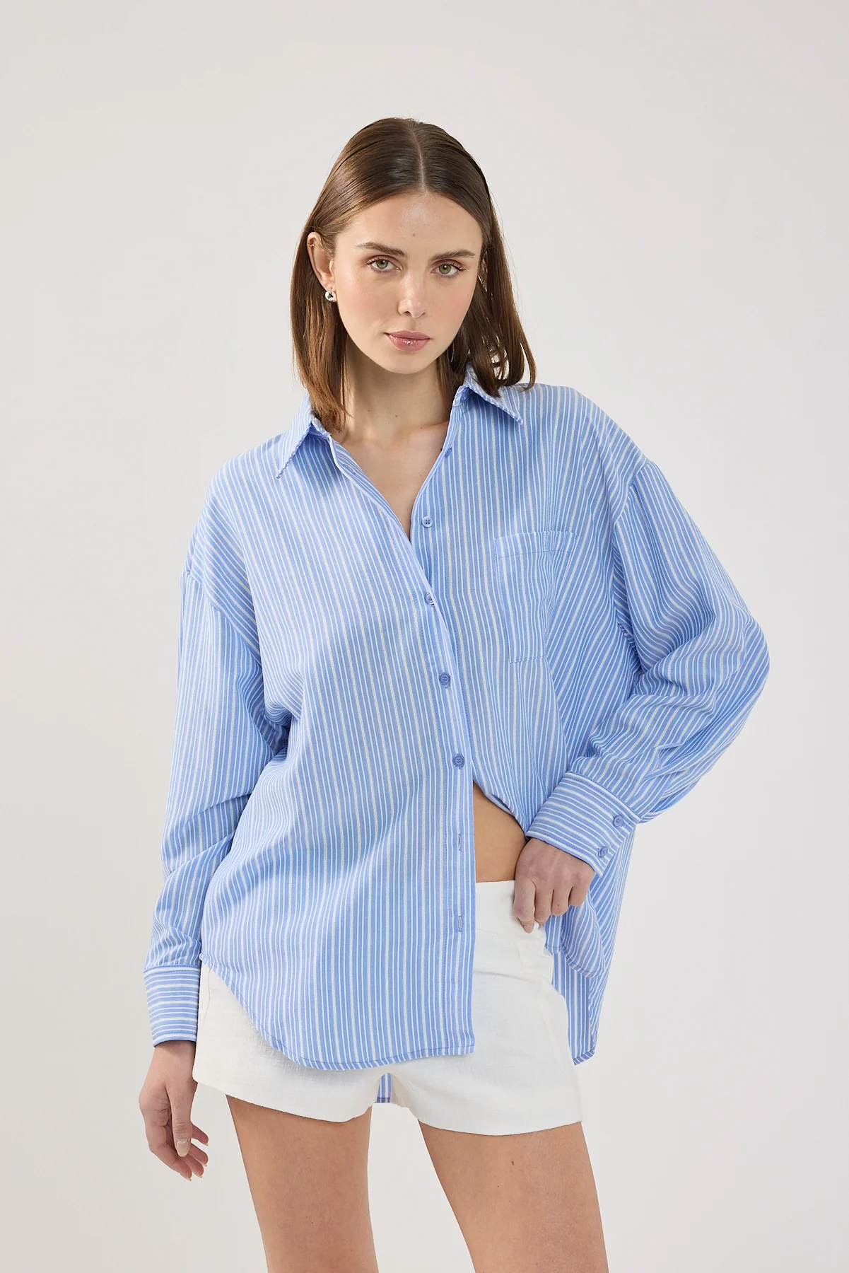 Perfect Stranger Hanna Striped Oversized Shirt Blue Stripe - Image 4