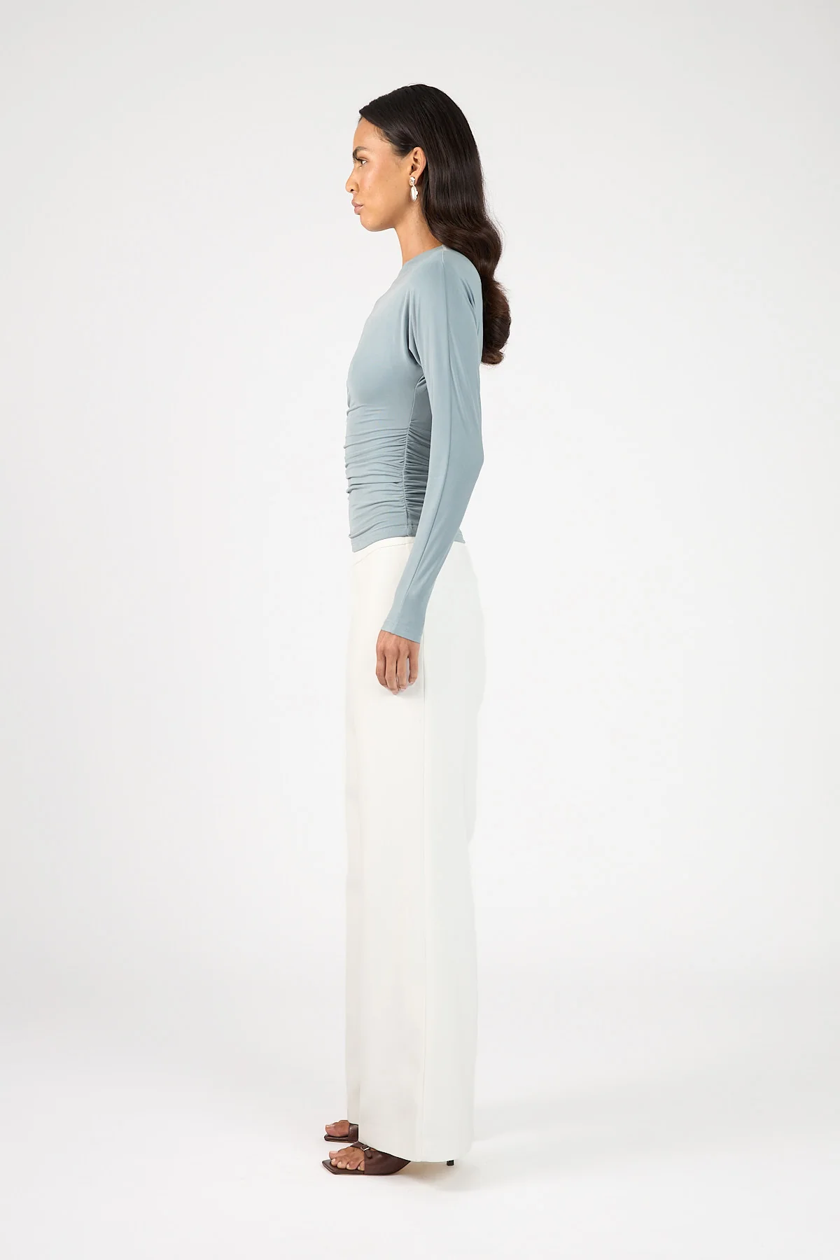 Perfect Stranger Harley Off Shoulder Long Sleeve Top Smoke Blue - Image 2