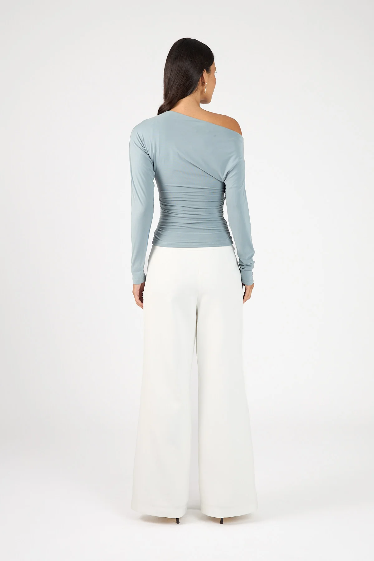 Perfect Stranger Harley Off Shoulder Long Sleeve Top Smoke Blue - Image 3