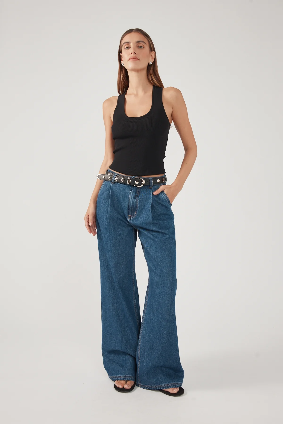 Perfect Stranger High Rise Pleated Jean Deep Blue Denim - Image 2