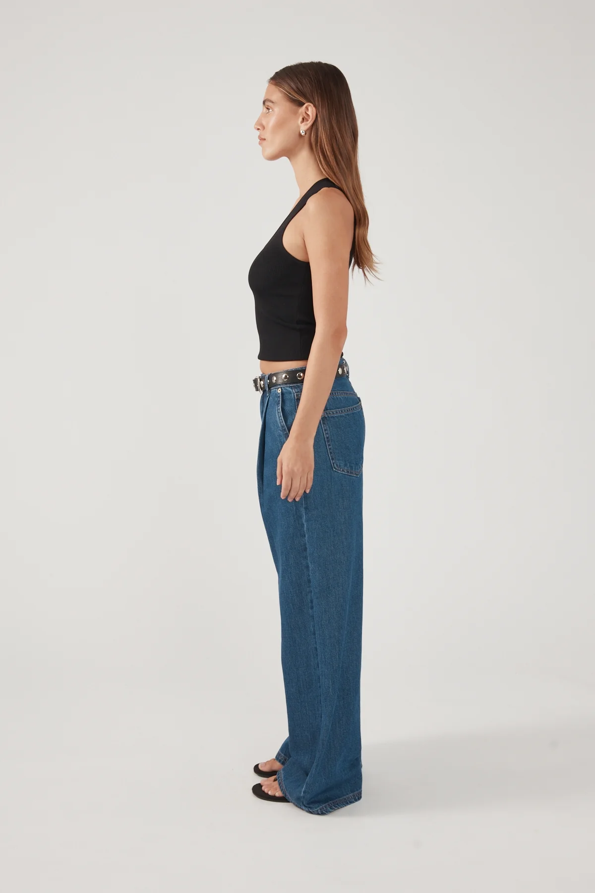 Perfect Stranger High Rise Pleated Jean Deep Blue Denim - Image 4